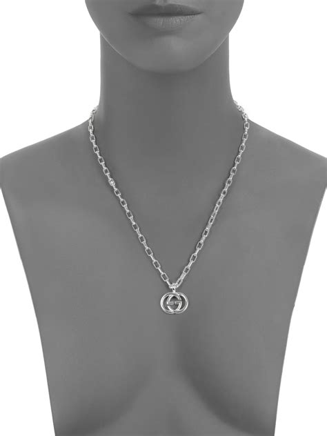 gucci interlocking g sterling silver flower link necklace|Gucci Interlocking G Sterling Silver Boule Necklace.